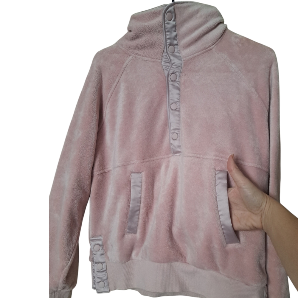 Athleta Quarter Button Velour Pullover Jacket - image 3